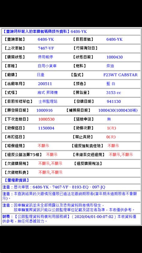 查詢時所輸入的車牌號碼與額外資料|標售紀錄查詢